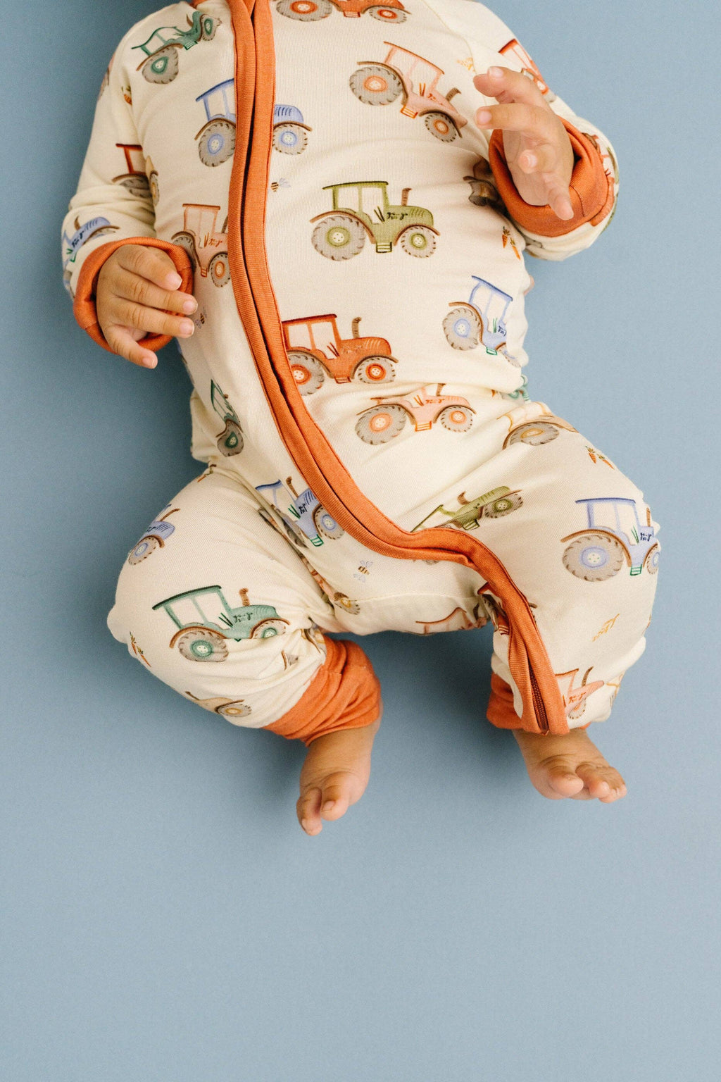Bamboo Zippered L/S Convertible Romper - UNISEX Pumpkin Farm Tractor Ride