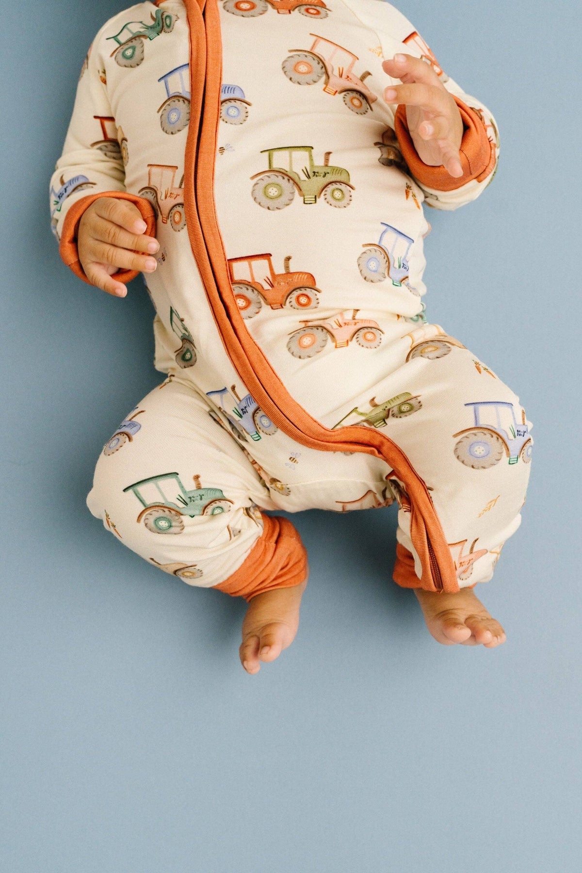 Bamboo Zippered L/S Convertible Romper - UNISEX Pumpkin Farm Tractor Ride