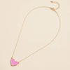 Gold Heart Druzy Stone Charm Short Necklace: White AB