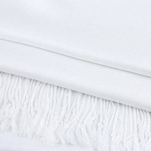 Solid Pashmina Shawl Scarf - White