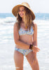 Tween/Teen Reversible Eco-friendly Sustainable Swim Bottom - Santorini Blue Tile/Mediterranean Blue, Full Coverage