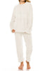 Adult Women's Cable Fuzzy Sherpa Fleece PJ Set: Ivory