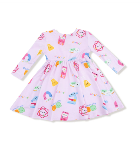 Angel Dear Bamboo L/S Twirl Dress - Future Scientist Pink, Stem for Girls