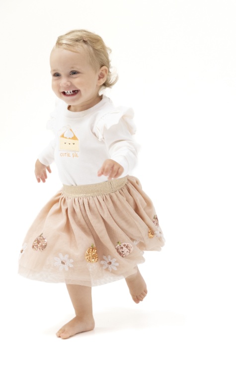 Angel Dear Sparkle Sequined Tulle Tutu Skirt - Pumpkins and Flowers