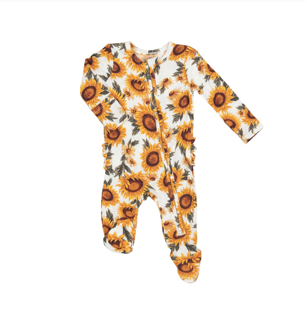 Angel Dear L/S Bamboo 2 Way Zippered Footie, Sunflowers