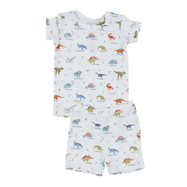 Angel Dear S/S Bamboo 2PC Short PJ Lounge Set - Dinosaur Alphabet