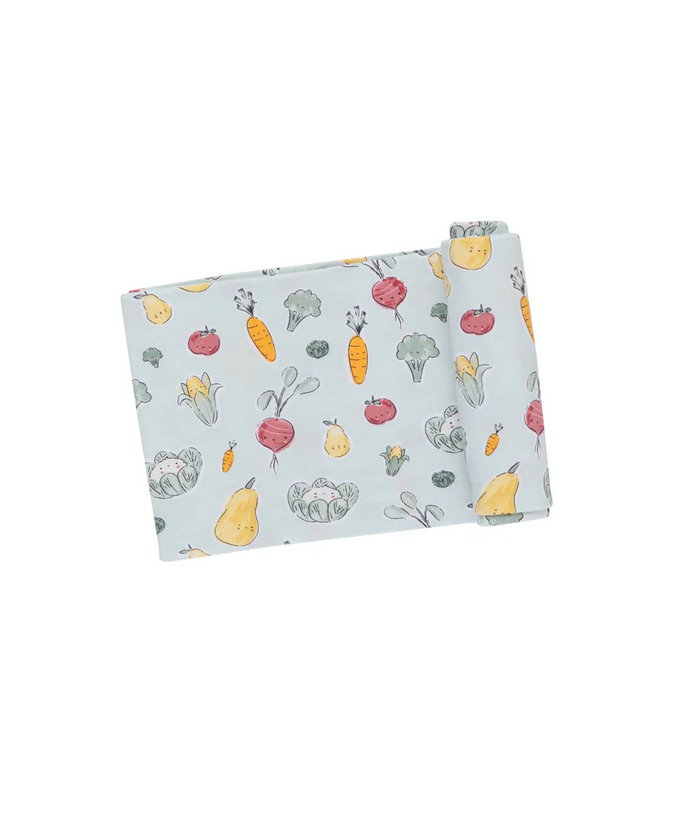 Angel Dear Bamboo Swaddle Blanket - UNISEX Watercolor Baby Veggies