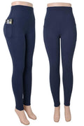 Athleisure Fleece Lined Leggings w/Phone Pocket - Navy Blue