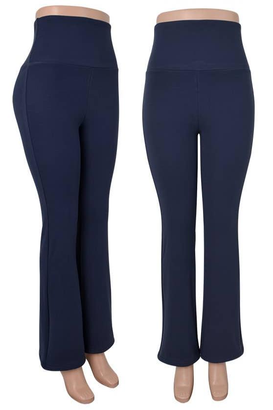 Athleisure &amp; Lounge Fleece Lined Stretch Flare Pants - Navy Blue