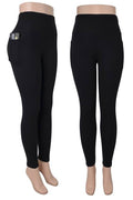 women's fleece lined winter leggings with side phone pocket