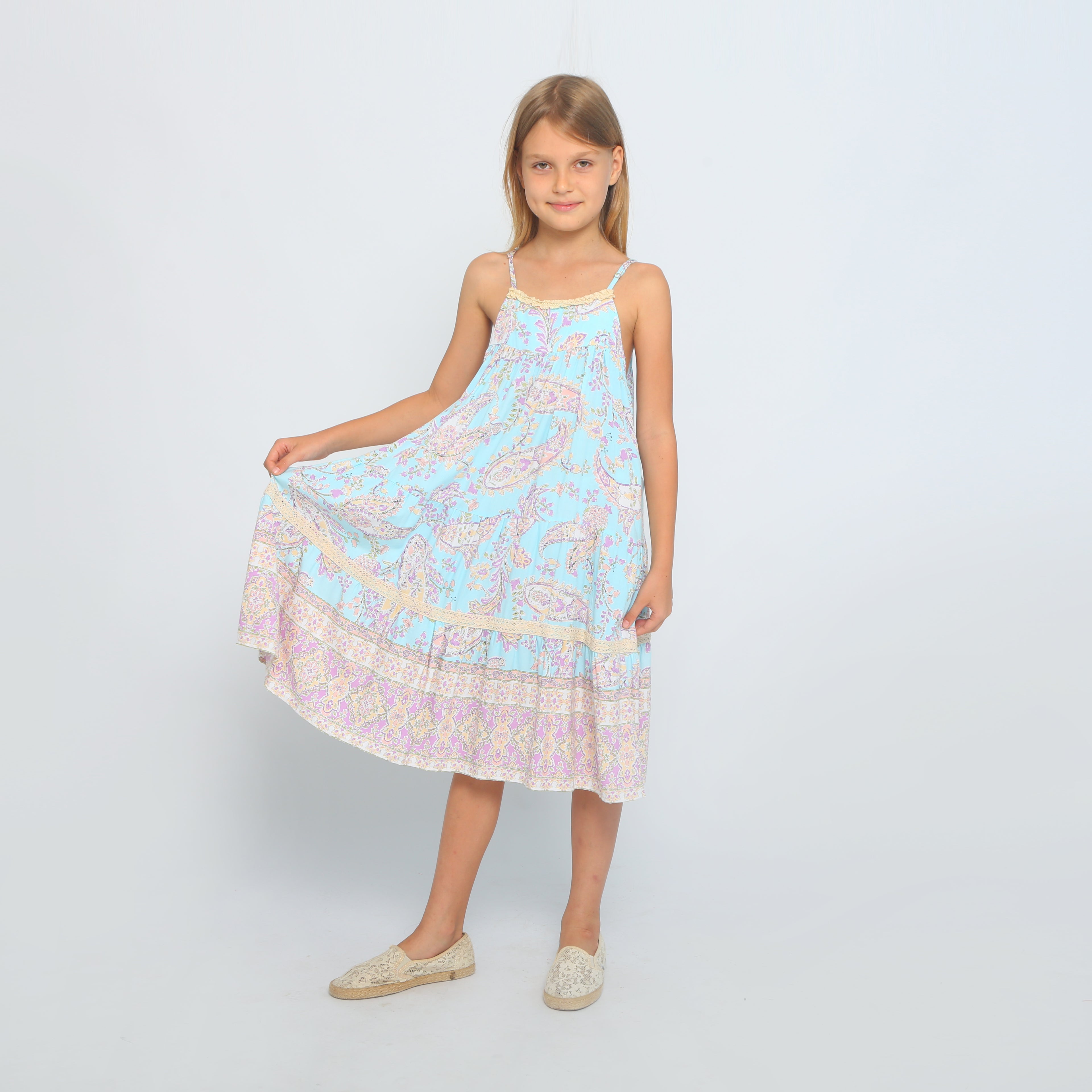 Joyous Cabana Dress, Paisley Lavender & Blue