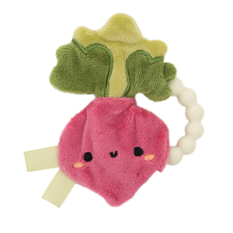Baby and Toddler Teething Toy, Crinkle and Silicone Ring Radish