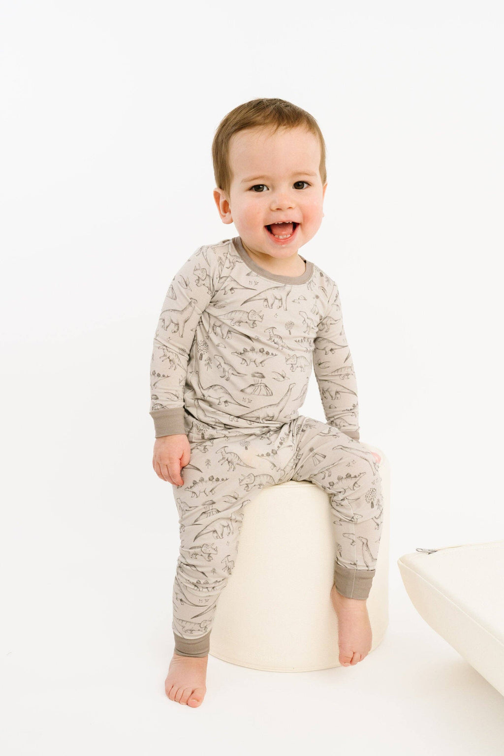 Bamboo 2PC L/S Kids PJs - Dino Doodles Grey