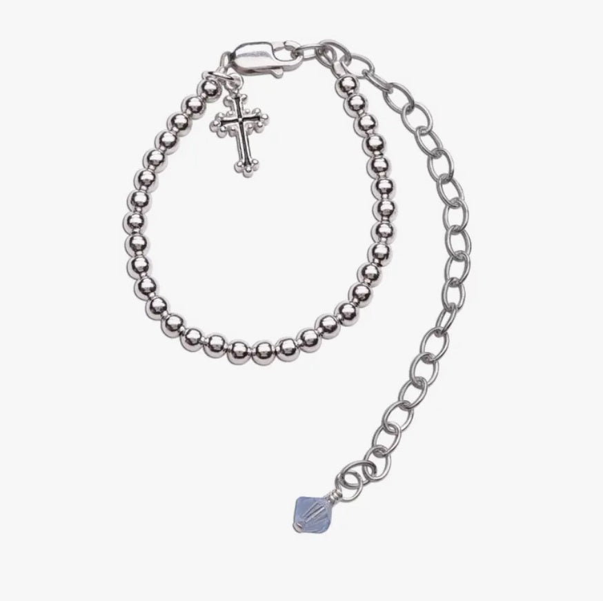 Christening Baptism Sterling Silver Cross Bracelet - Boys