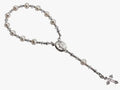 Christening Sterling Silver Rosary, White Crystals & Pearls