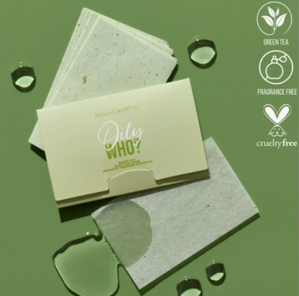 Beauty Creations Oily Who - Oil Blotting Paper, Green Tea