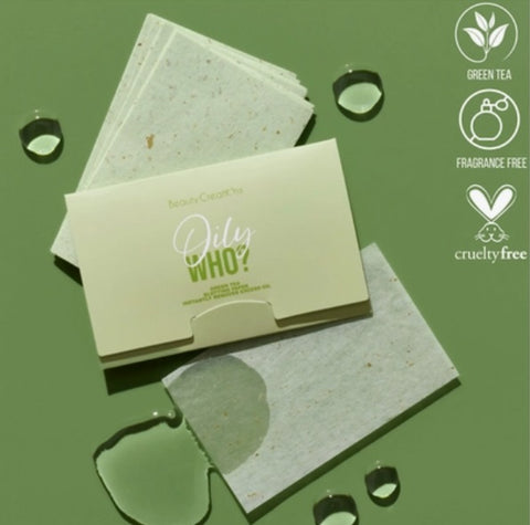 Beauty Creations Oily Who - Oil Blotting Paper, Green Tea