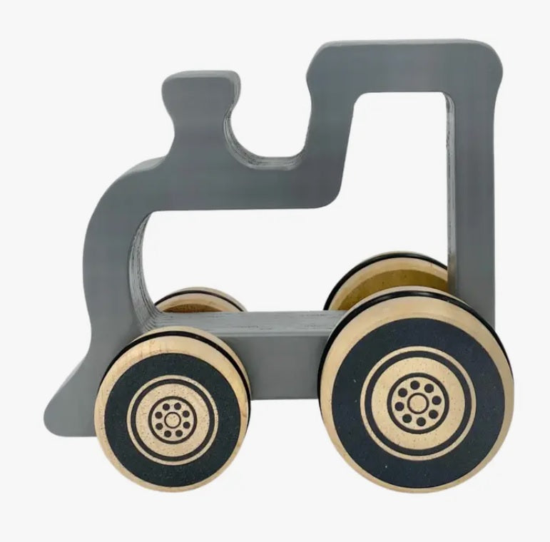 Eco-friendly Wood & Natural Rubber Push Toy, Grey Train