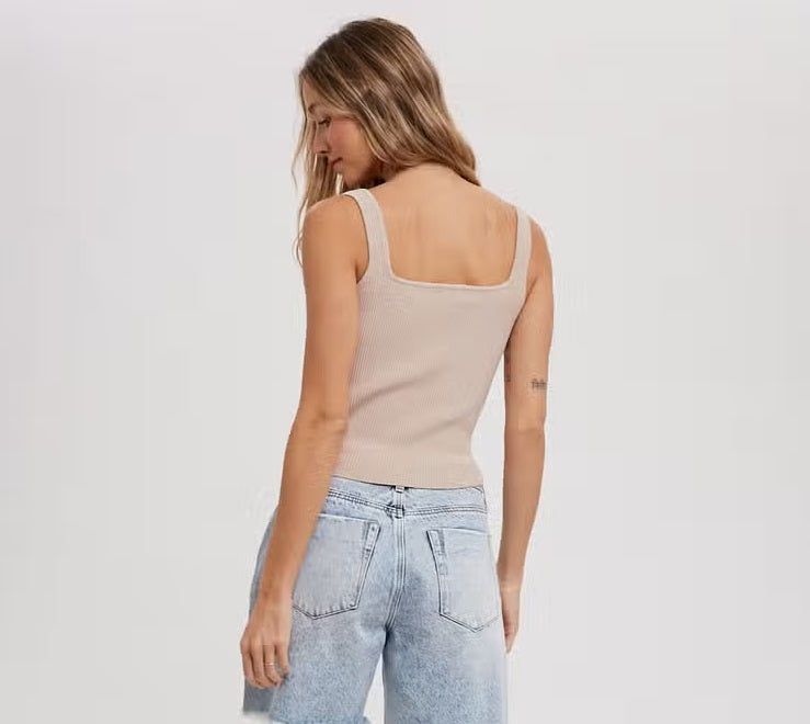 Women's/Junior Essential Ribbed Tank - Beige