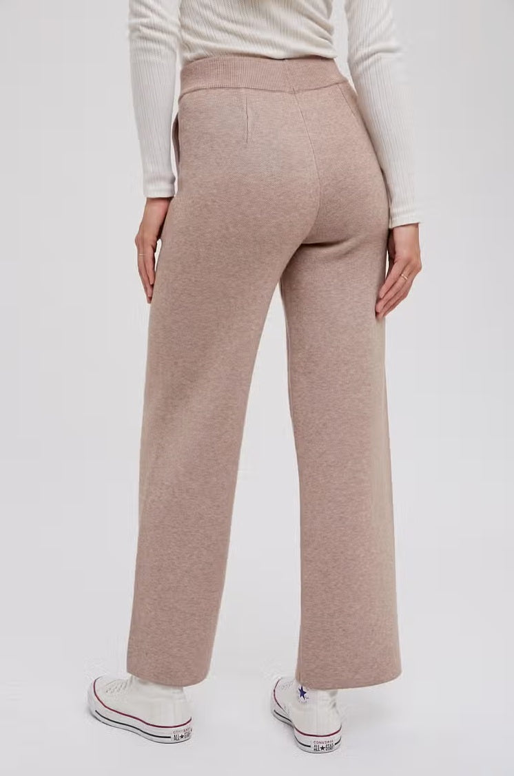 Womens/Junior Knitted Front Seam Sweater Knit Pants - Latte