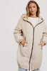 Women's/Junior Long Quilted Hooded Coat - Beige