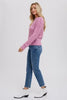 Women's/Junior Pointelle Knit Scalloped Neckline Pullover Sweater - Orchid Pink