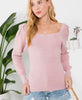 Women's/Junior Square Neck Bow Tie Back Sweater Knit Top - Rose Pink