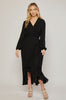Womens/Junior Ruffled Hem Flowy Wrap Maxi Dress - Classic Black