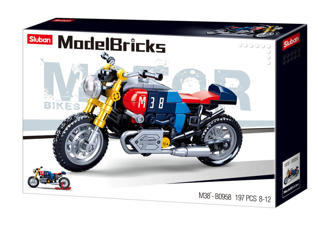 Builder Bricks - Colorful Motorcycle Building Brick Kit (197pcs)