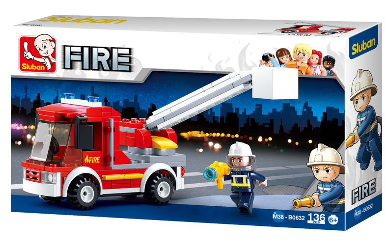 Builder Bricks - Fire Truck Building Brick Kit , 6 year olds and up