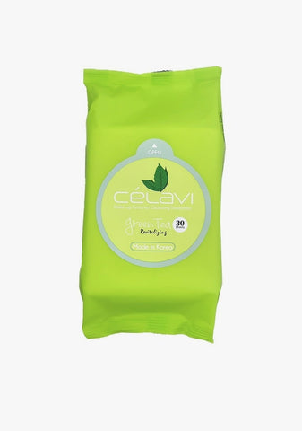 Celavi Makeup and Skin Cleansing Towelettes, Green Tea