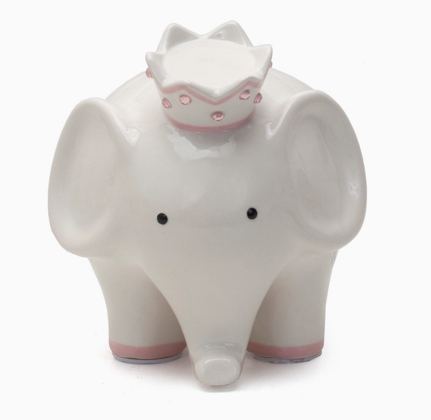 Handpainted Ceramic Money Bank - Coco Elephant Pink