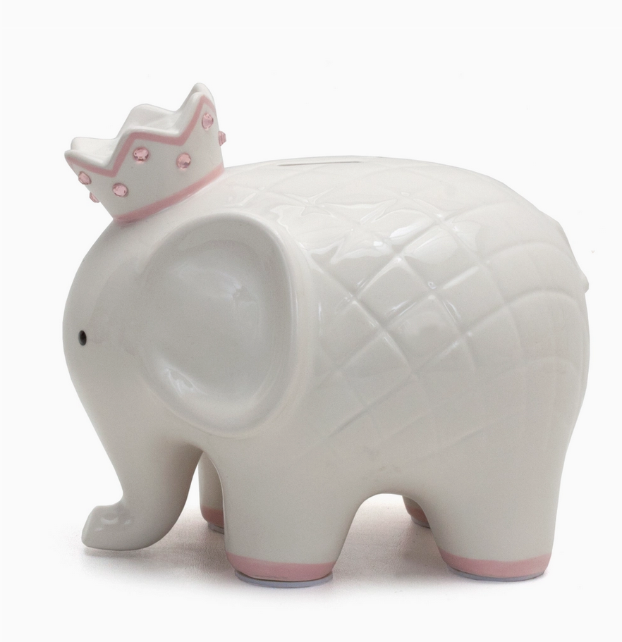 Handpainted Ceramic Money Bank - Coco Elephant Pink