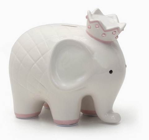 Handpainted Ceramic Money Bank - Coco Elephant Pink