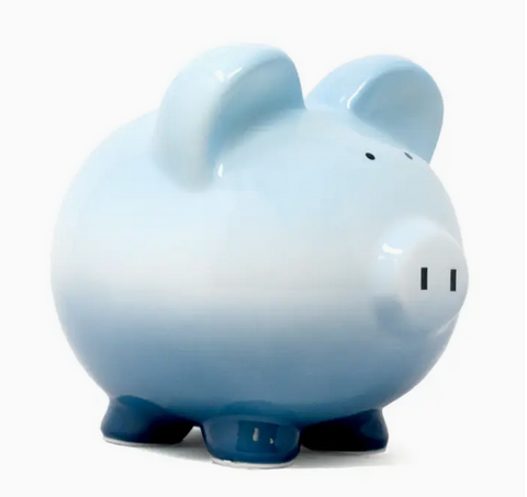 Hand-painted Ceramic Money Bank - Boysenberry Blue Ombre Piggy