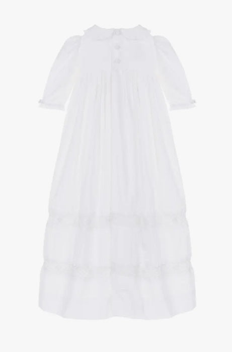 Heirloom Christening Gown, UNISEX, Hand Smocked, White w/Bonnet & Bloomer