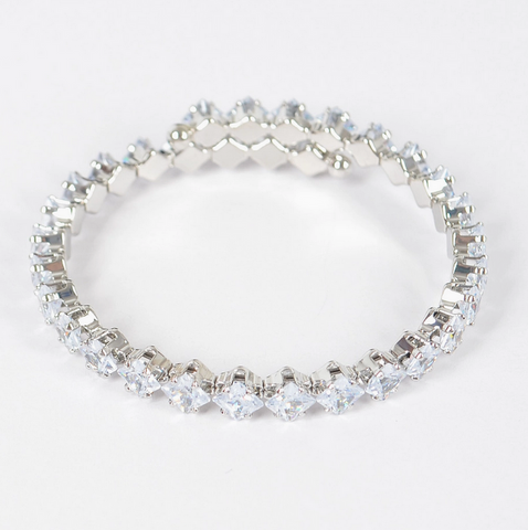 Crystal Cuff Bracelet - Clear/Silver