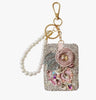 Crystallized Rectangular Dual Mirror Key Chain Bag Clip - Dusty Rose