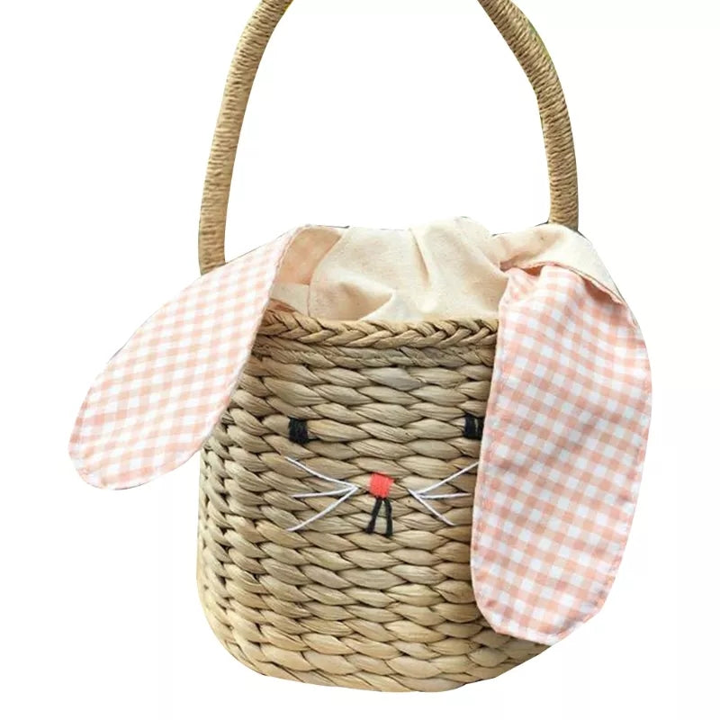 Easter Basket, Gingham Tie Ear Bunny