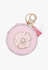 Enamel & Leatherette Dual Mirror Flower Keychain Clip (CLICK FOR COLOR OPTIONS)
