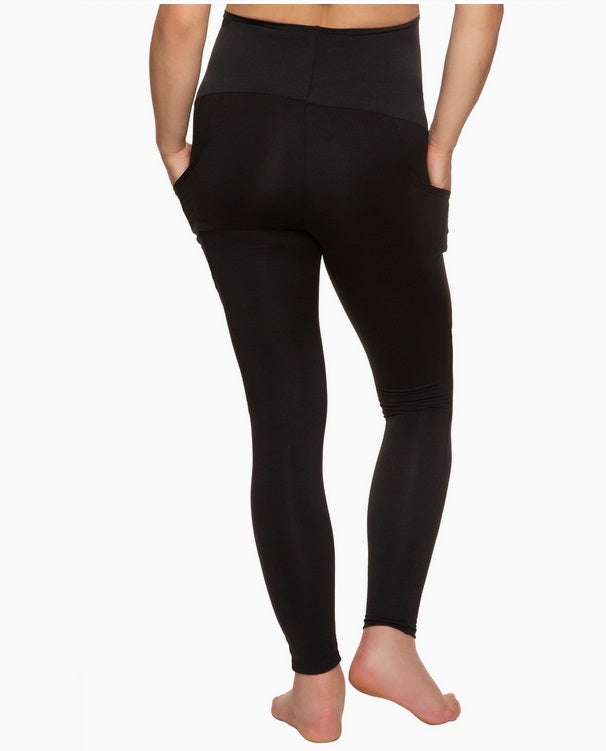 Maternity Sueded Side Pocket Active Athleisure Leggings, Classic Black