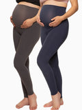 Velvety Soft 2 Pair Full Belly Coverage Legging Set, Charcoal/Navy