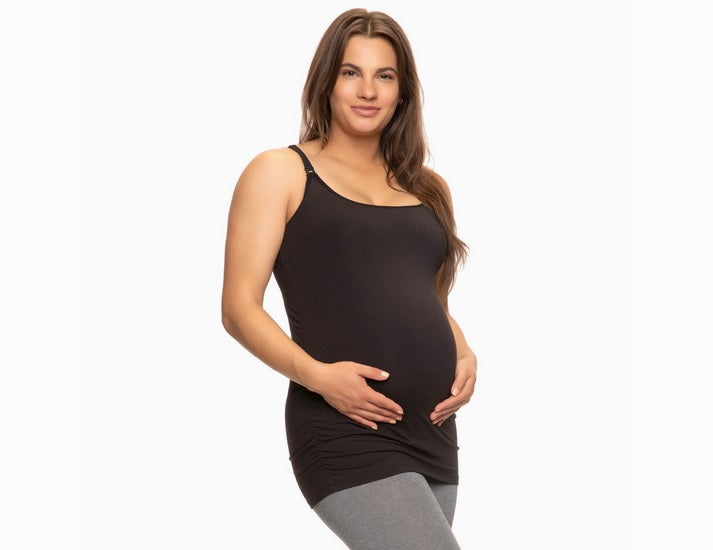 Maternity/Nursing Clip Cami Tank Top, Eco Modal - Black