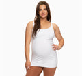 Maternity nursing clip cami tank top, white, front view