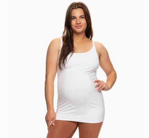 Maternity/Nursing Clip Cami Tank Top, Eco Modal - White