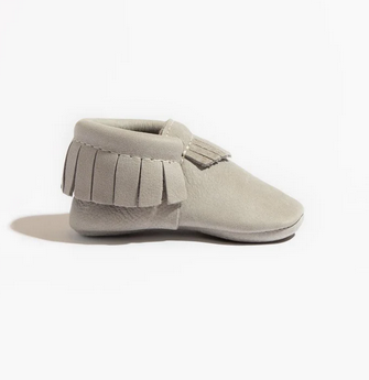 Freshly Picked First Pair Moccasins, Soft Soled Leather Bottom Salt Flats Grey