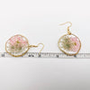 Genuine Pressed Flower Hook 1.75" DIA Dangle Earrings, Delphinium & Queen Anne's Lace gifts to say i love you