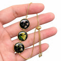 Genuine Pressed Flowers Bracelet - 3x Round - Black