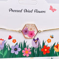 Genuine Pressed Flowers Bracelet - Single Hexagon - Narcissus