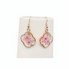 Genuine Pressed Flowers Earrings Dangle Hook, Clover, Rose Gold, Queen Anne's Lace & Daffodil Pink, pink flowers